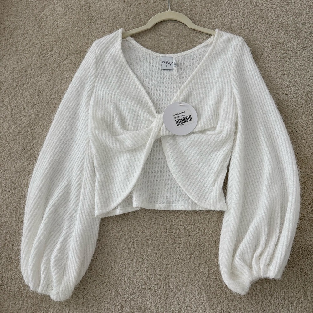 Cropped Twist Front Balloon Sleeve Sweater XS NWT Princess Polly